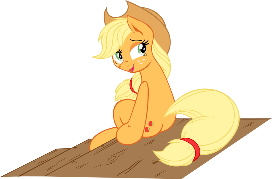 Applejack Is Lovely Sitting On The Stairs By Guitarbrony - Cartoon (1024x615)