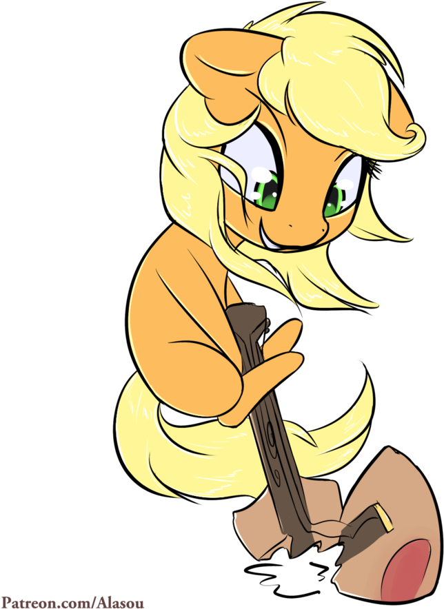 Alasou, Chibi, Guitar, Missing Cutie Mark, Safe, Solo - Cartoon (819x1024)