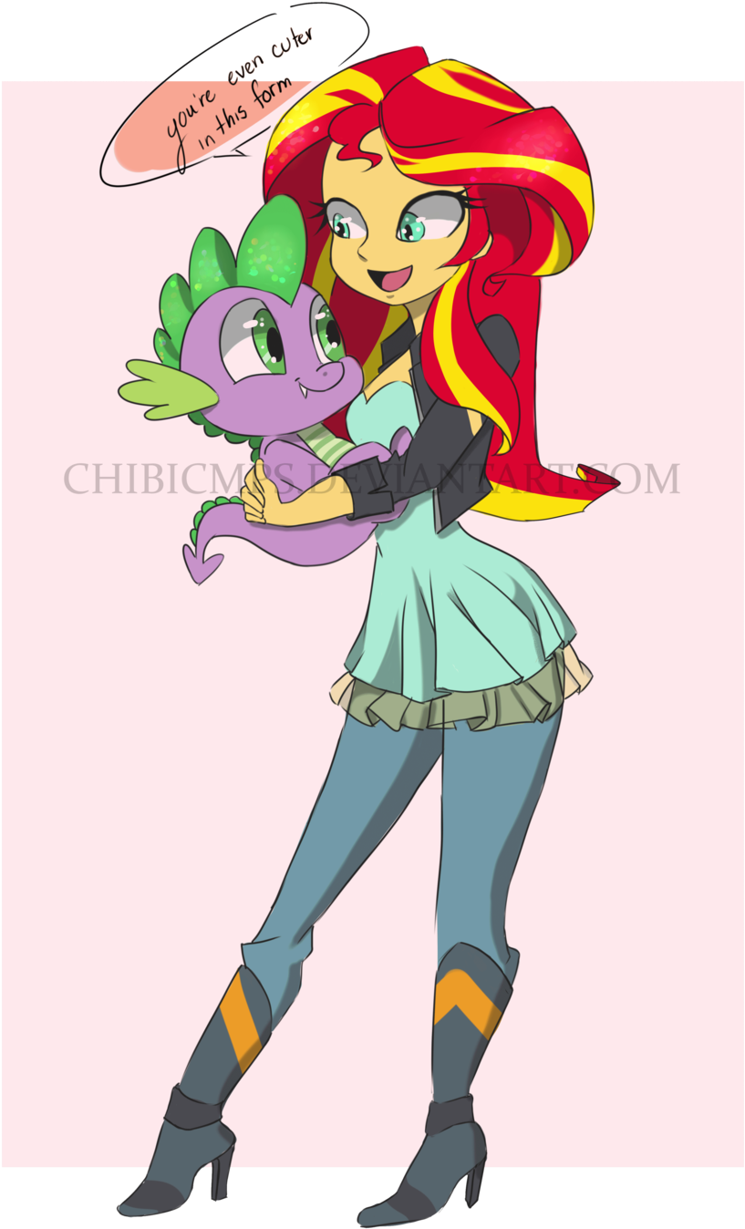 Chibicmps, Cute, Equestria Girls, Holding, Request, - Fluttershy Eqg Sunset Shimmer (1024x1372)