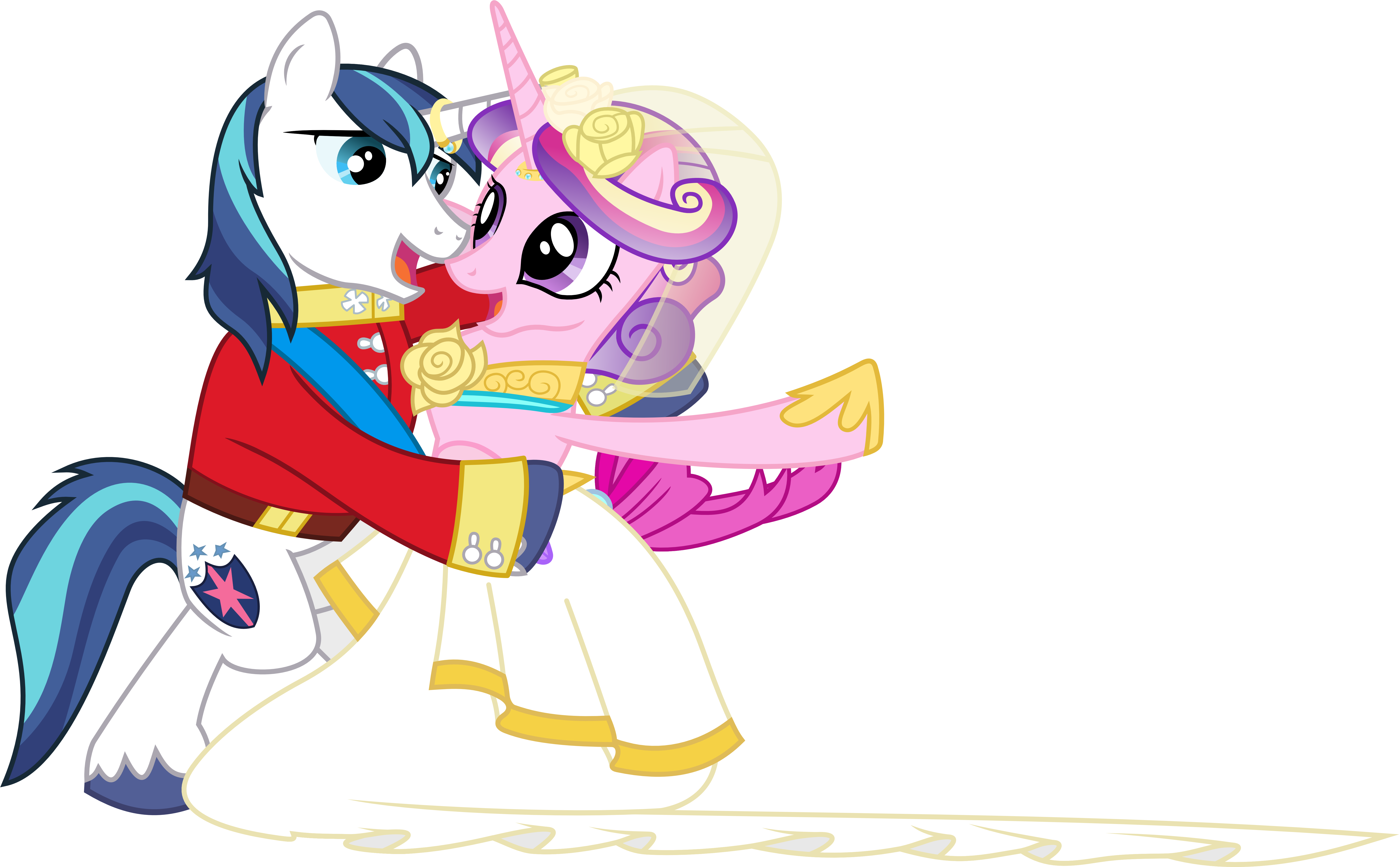 Princess Cadance My Little Pony Friendship Is Magic - Shining Armor And Princess Cadence Kiss (6800x4210)
