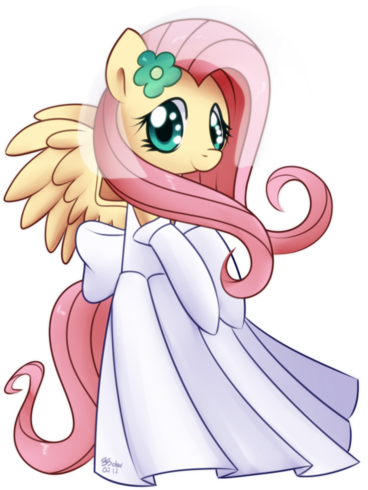 My Little Pony Friendship Is Magic Wallpaper Possibly - My Little Pony Fluttershy Wedding Dress (393x500)