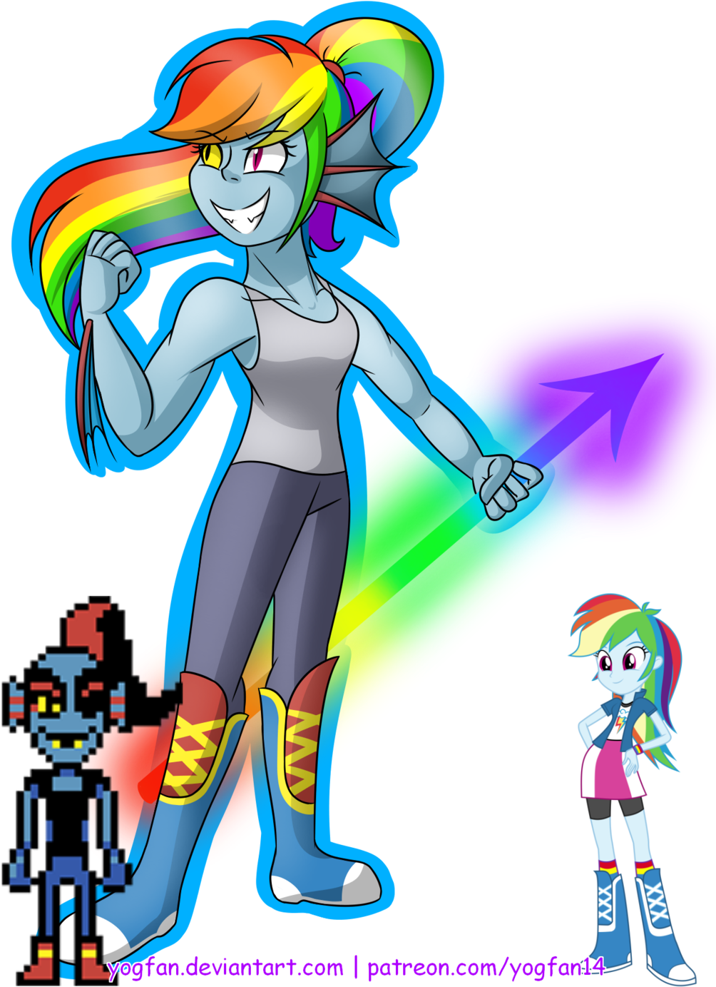 Yogfan, Boots, Bracelet, Clothes, Compression Shorts, - Undertale - Undyne Unisex T-shirts (1024x1418)