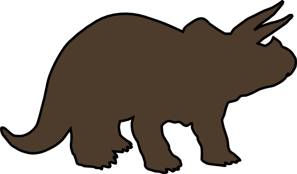 Brown Triceratops Clip Art At Clker - Triceratops Silhouette (600x352)