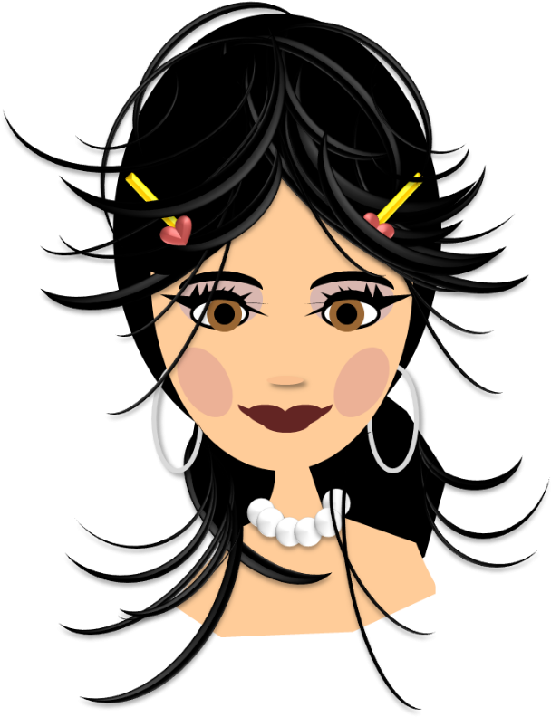 Lady With Black Hair Free Vector / 4vector - Hair (622x800)