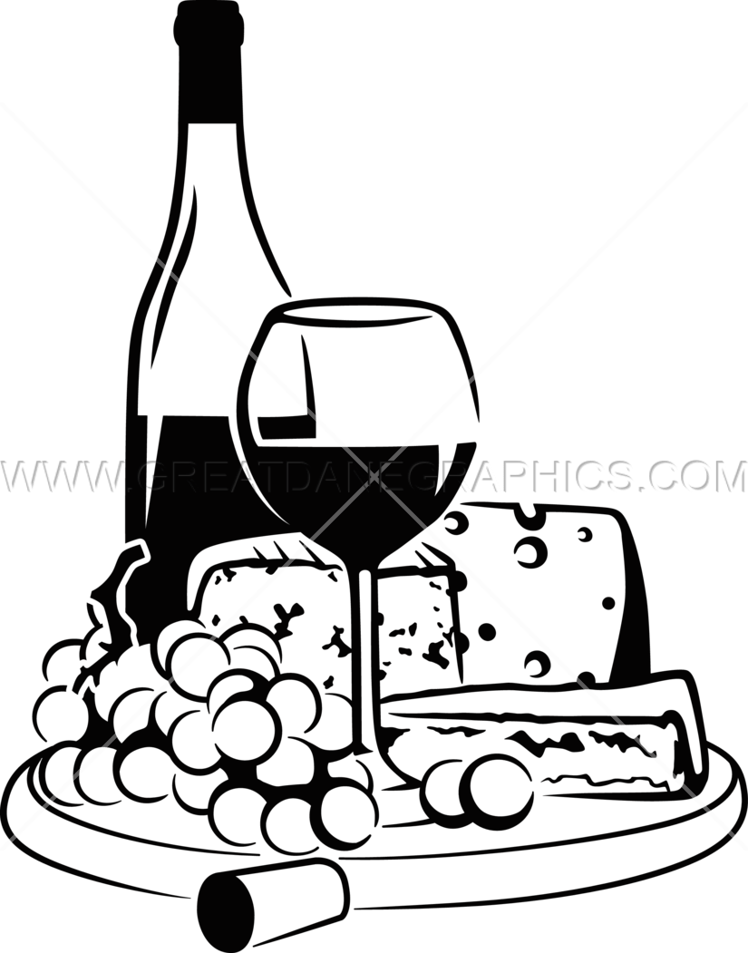 Wine Cheese - Wine And Cheese Black And White (825x1051)