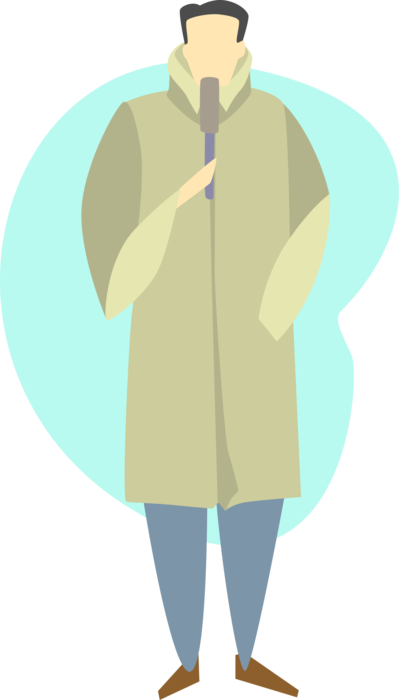 Vector Illustration Of On Air News Reporter With Interview - Illustration (399x700)