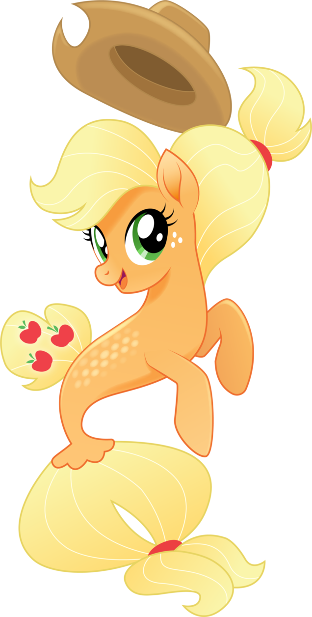 Applejack By Infinitewarlock - My Little Pony Applejack Seapony (636x1256)