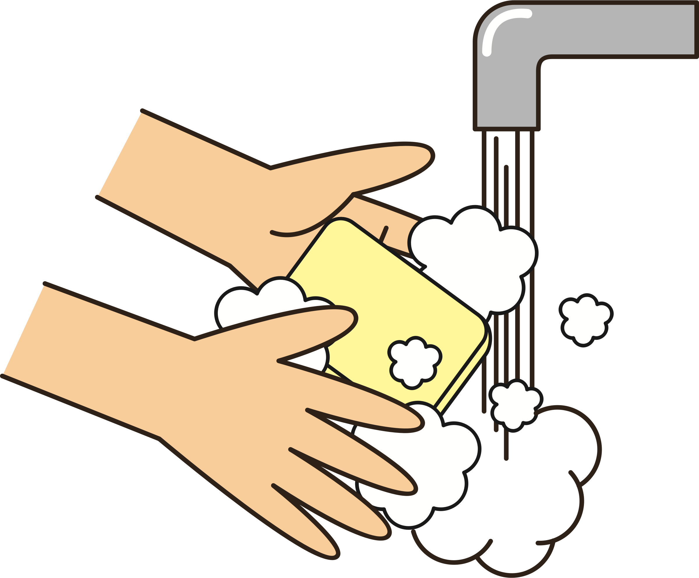 Washing Hands With Soap Cartoon Download - Washing Hands Clip Art (2400x1987)