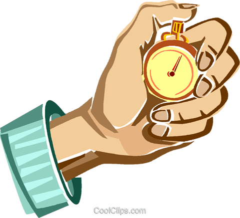 Hand Holding A Stopwatch Royalty Free Vector Clip Art - Mão Com Cronometro Png (480x437)