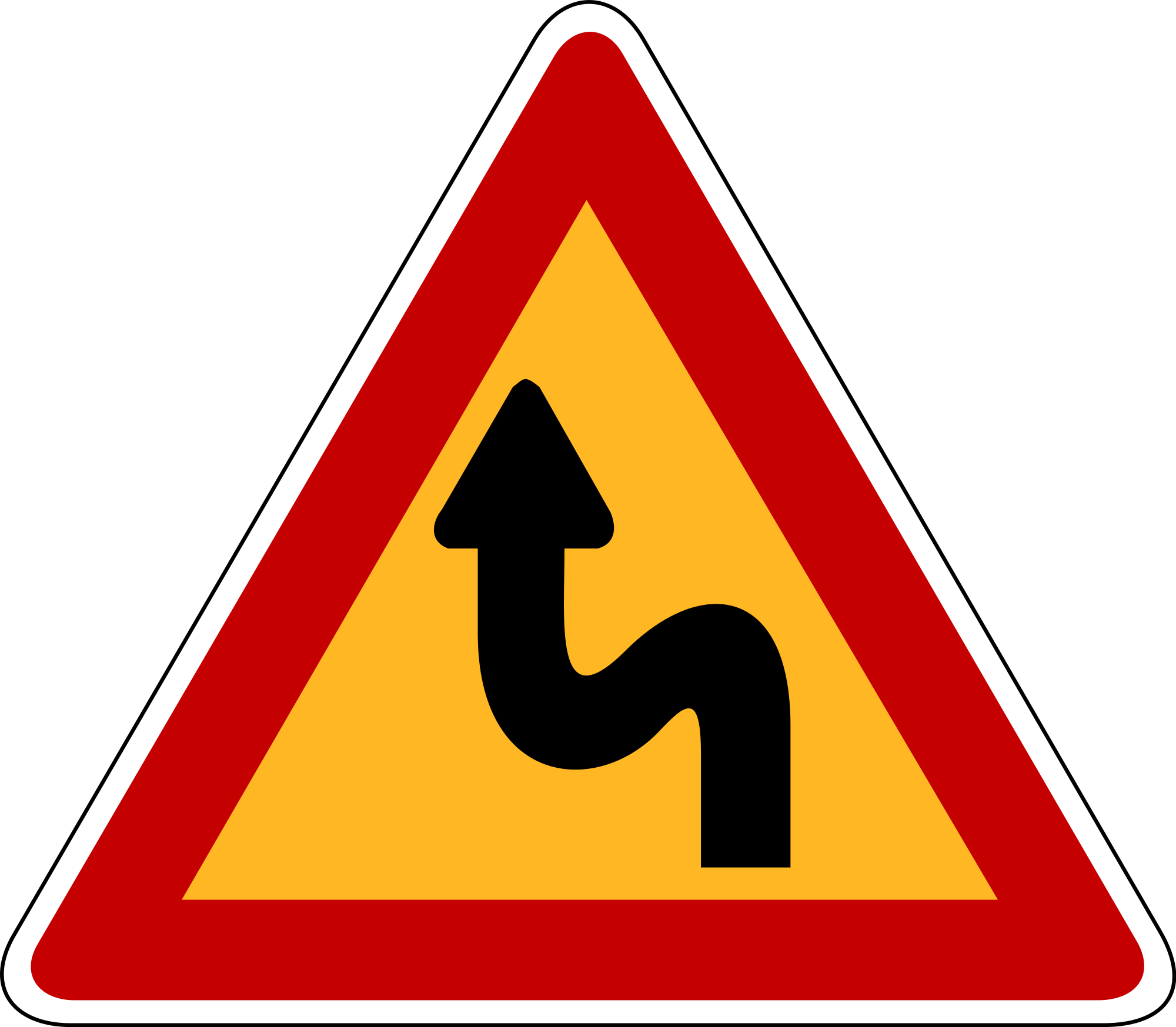 South Korea Road Sign - Dangerous Curve Ahead Sign (2000x1747)