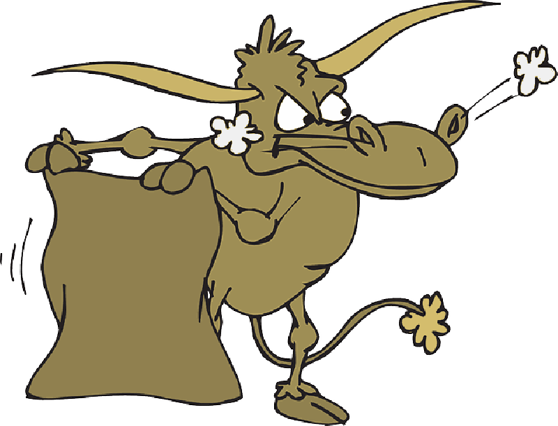 Red, Angry, Cartoon, Bull, Horns, Animal, Tail, Waving - Aa Bael Mujhe Maar Cap Trucker Hat, Adult Unisex, Green, (800x611)