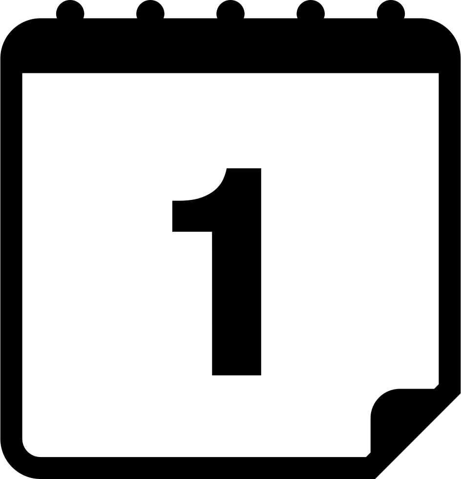 First Daily Calendar Page Interface Symbol With Number - Calendar Icon 1 (944x980)