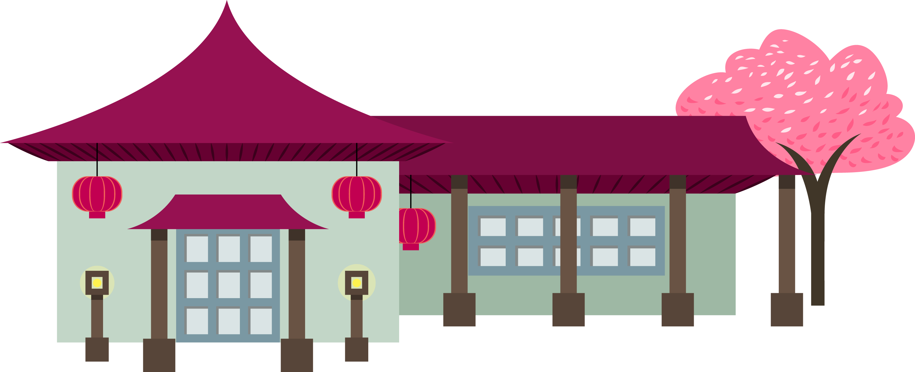 Japanese Cuisine Japanese Architecture Architectural - Japan Png Cartoon Building (3143x1279)