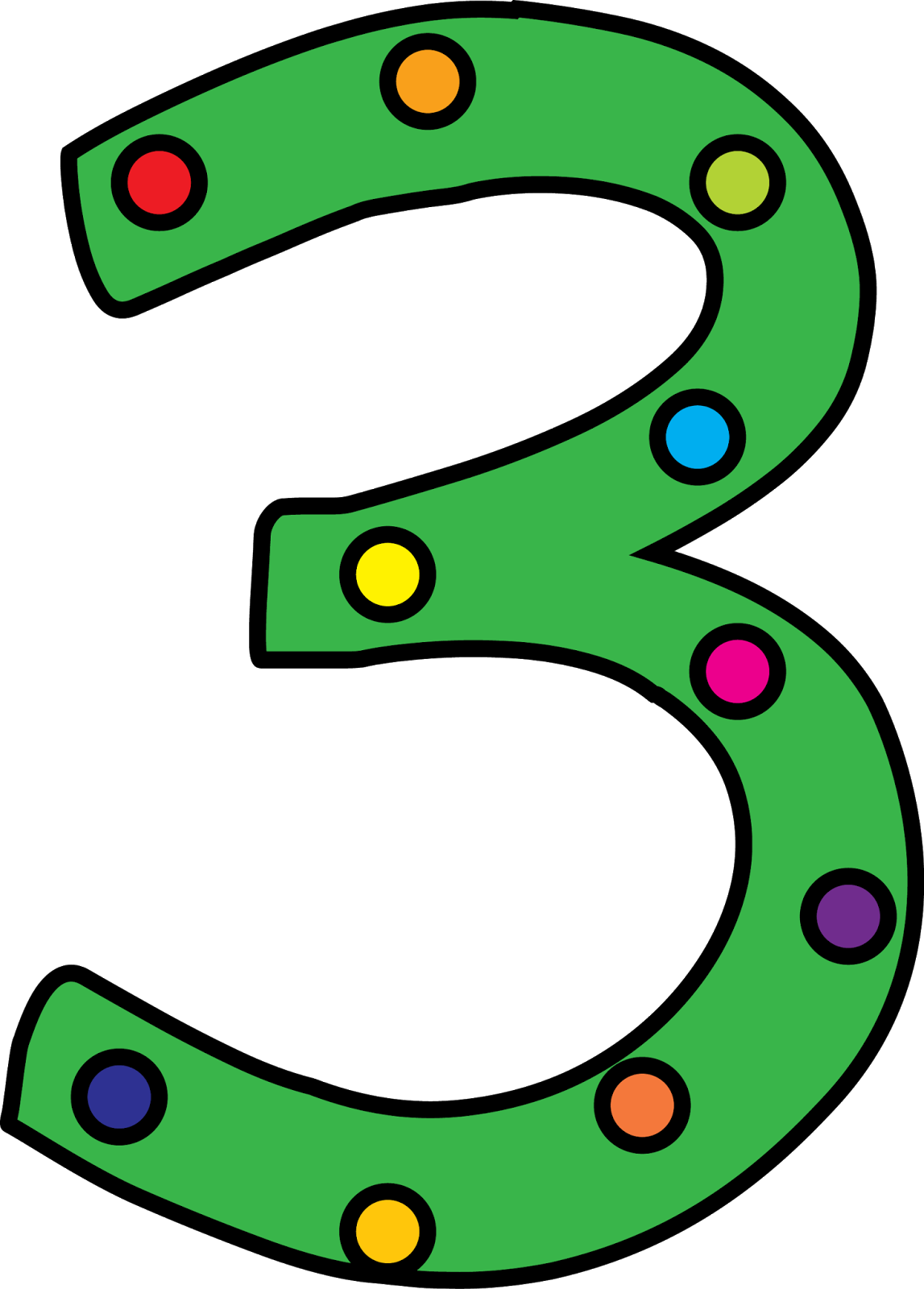 Number 3 Clip Art - Polka Dot Number Three (1147x1600)