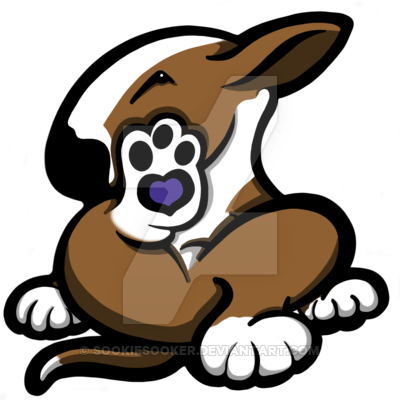 Bull Terrier Love Kick Back Brown And White By Sookiesooker - Cartoon (400x400)