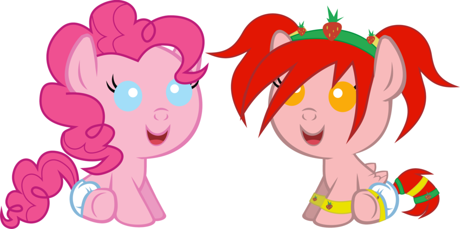 Babies Pinkie Pie And Strawberry Cream By Bianca Ink - Digital Art (900x448)