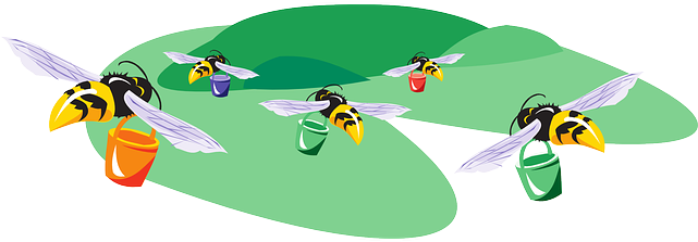 Honey, Bucket, Flying, Insects, Gathering, Buckets - Cartoon (640x320)