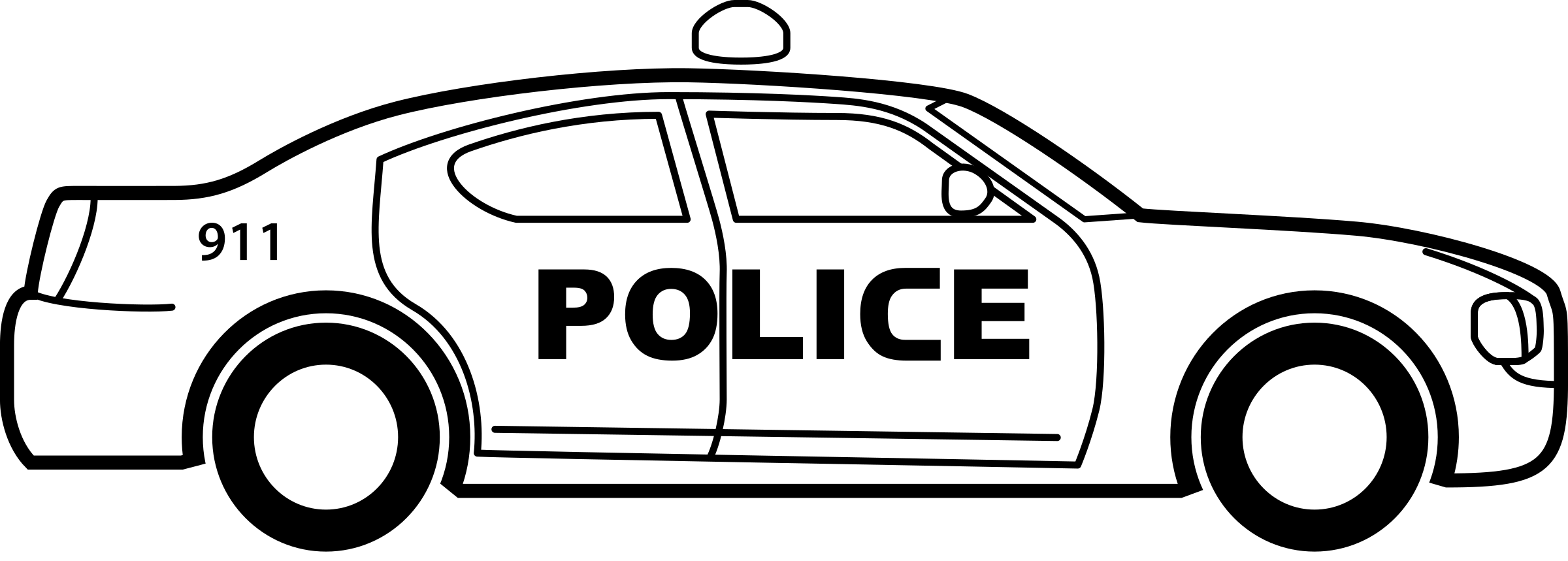 Medium Image - Police Car Black And White Clipart (2400x860)