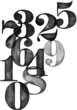 Watercolor Numbers On Typography Served - Number Design Png (380x541)
