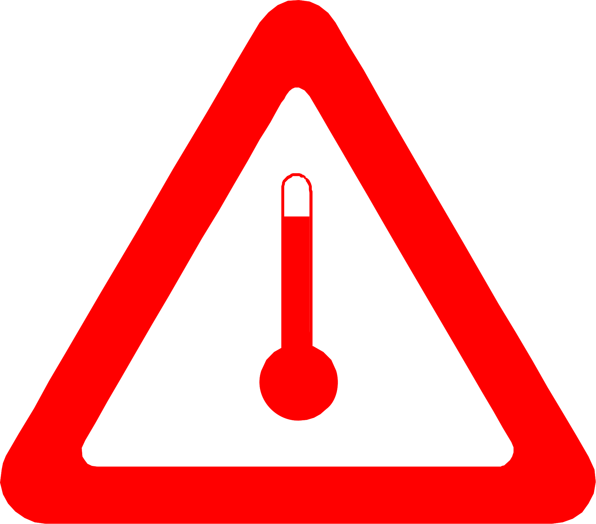 Rising Temperatures Increase The Risk Of Heat-related - Red Triangle Exclamation Mark (2000x1758)