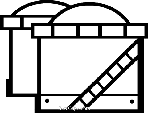 Oil Refineries Royalty Free Vector Clip Art Illustration - Line Art (480x366)