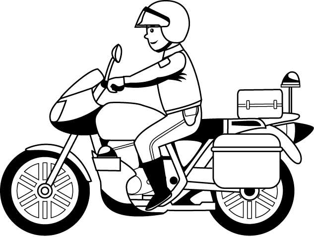 Motorcycle Black And White Police Motorcycle Clipart - Police Motorcycle With Man Vector (633x478)