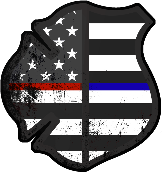 Subdued American Fire & Police Decal - Police And Fire Logo (800x800)