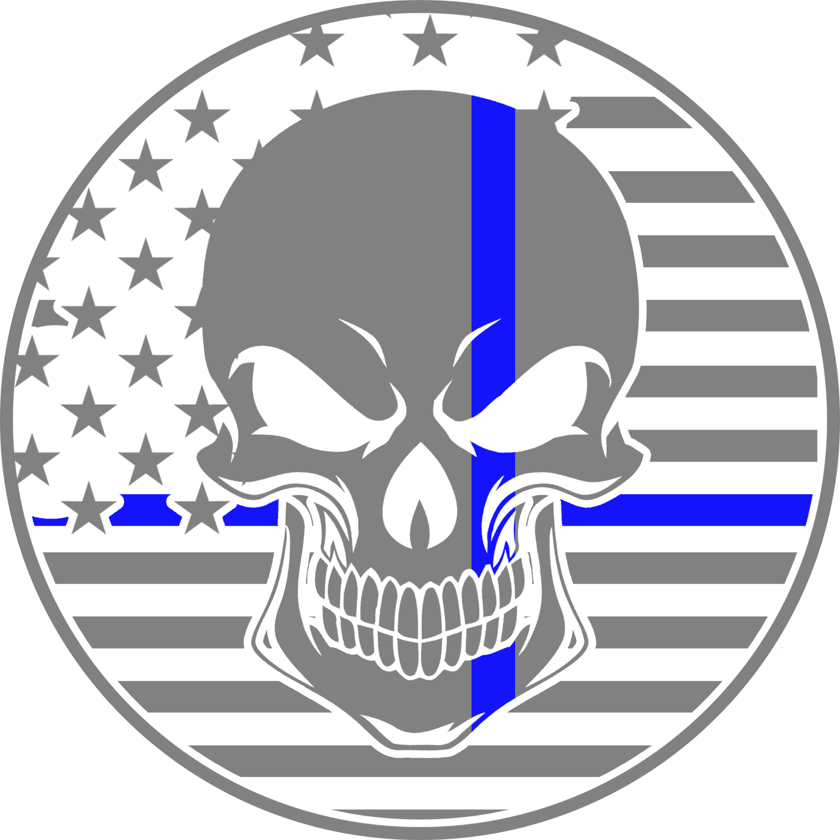 Thin Blue Line Paracord Bracelet - Thin Blue Line American Flag Skull (1644x1644)