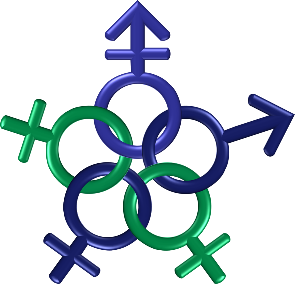 Circle Five Genders Blue Green Indigo 1 By Happyare - Bisexual Tattoos Symbols (1024x986)