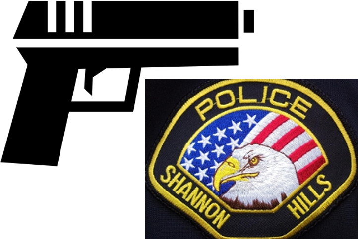Gun With Shannon Hills Police Logo - Firearm (753x610)