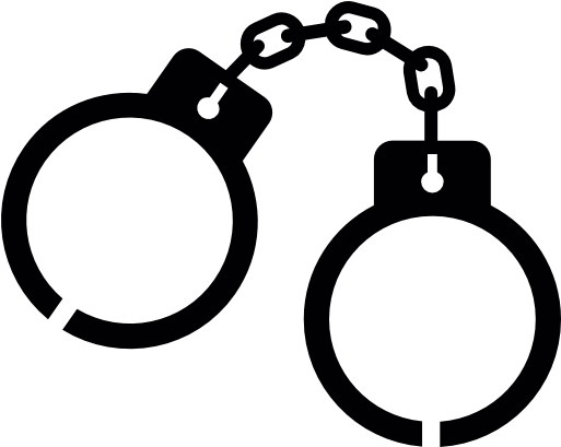 Police Hand Cuffs With Chain Vector - Arrest Icon (512x512)