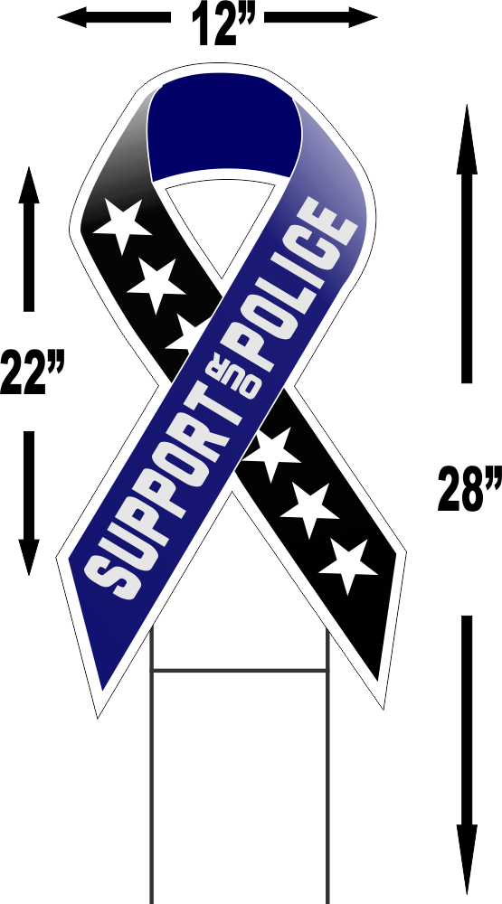 Support Our Police Large Ribbon Shaped 22"x 12" Outdoor - Police (555x1000)