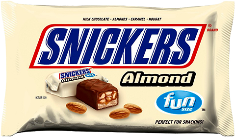 Snickers Almond Fun Size Candy Bars - Mars Almond Fun Size Chocolate Candy Bar (500x500)
