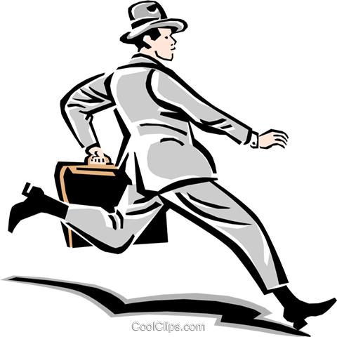 Man Running To Work Royalty Free Vector Clip Art Illustration - Rush Hour (480x480)