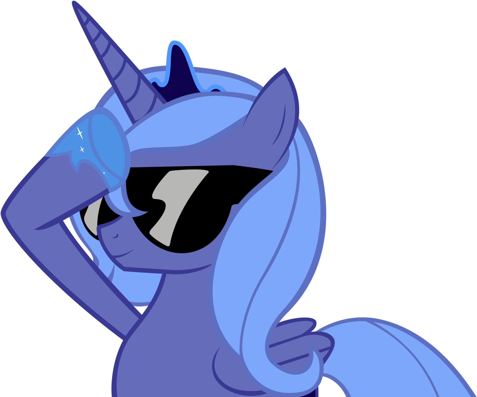 Princess Luna Wears Her Sunglasses At Night By Pappkarton - Mlp Luna With Glasses (1600x1333)