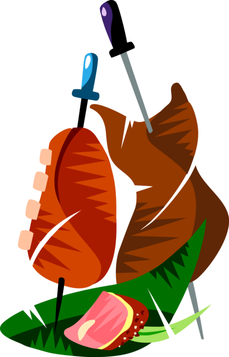Vector Illustration Of Churrasco Beef Or Grilled Meat - Barbecue Vetor Png (450x700)