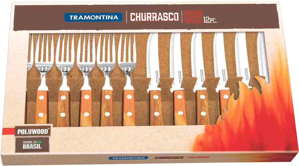 Jogo De Talheres Para Churrasco Tramontina Polywood - Tramontina Churrasco Set Of 12 Steak Knives (1000x1000)
