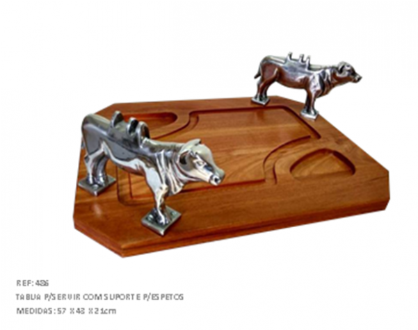 Tábua Com Suporte De Espeto Para Servir - Suporte Espetos De Churrasco (600x600)