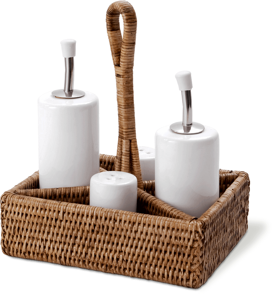 Galheteiro Retangular Com Suporte Em Rattan E Cerâmica - Storage Basket (1200x1200)