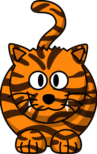 Kartun Kucing Harimau - Orange And Black Cat Cartoon (316x500)