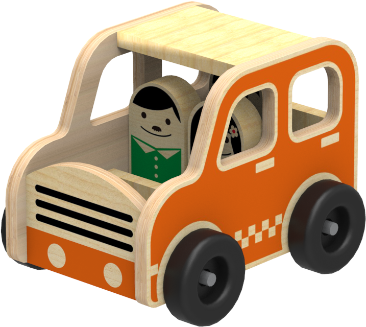 Wooden Vehicle Sets-family Car - Push & Pull Toy (776x675)