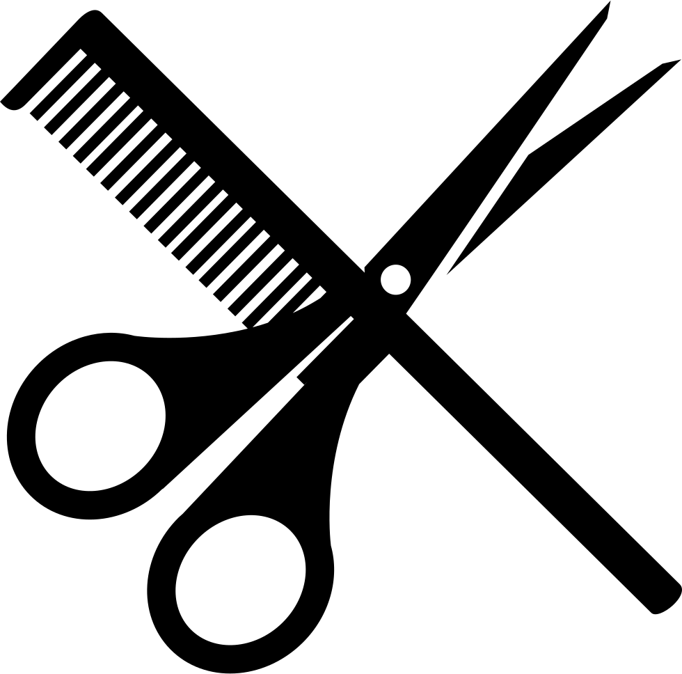 Scissors Icon Black - Scissors And Comb Png (980x968)