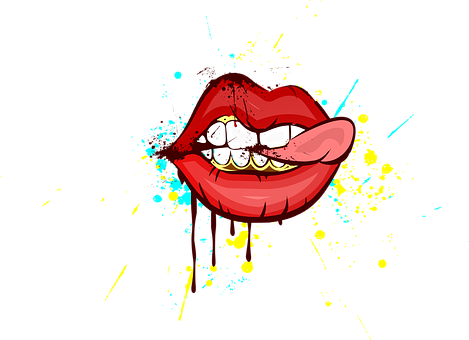 Lips, Art, Painting, Design, Teeth - Lips Illustration (469x340)
