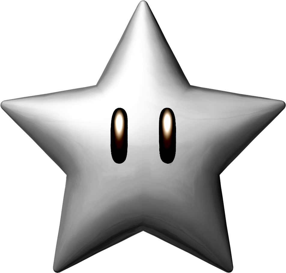 Silver Star Mario - Star Power Up Mario (1000x1000)