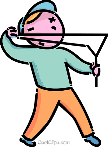 Boy With His Slingshot Royalty Free Vector Clip Art - Elastic Energy (354x480)