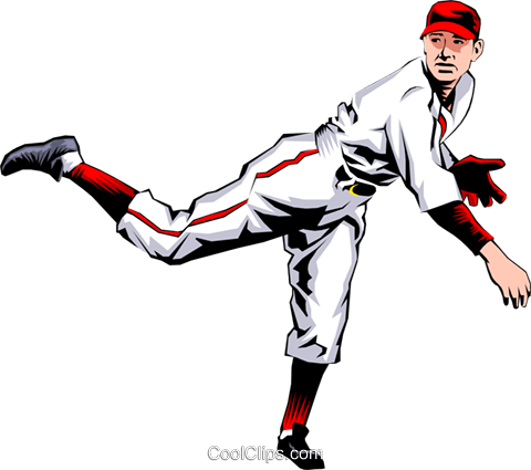 Baseball Player Pitching The Ball Royalty Free Vector - Baseball Player Clip Art (480x425)