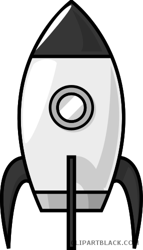 Rocket Ship Transportation Free Black White Clipart - Cartoon Rocket Png (286x500)