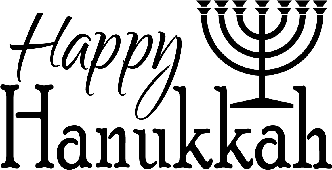 Black Happy Hanukkah Png Image - Menorah Symbol (1172x652)