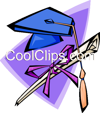 Mortar Board And Degree Royalty Free Vector Clip Art - Clip Art (427x480)