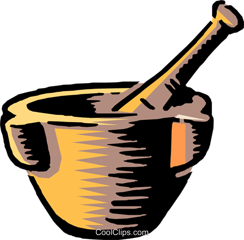 Pestle & Mortar Royalty Free Vector Clip Art Illustration - Mortar And Pestle Clipart (480x472)